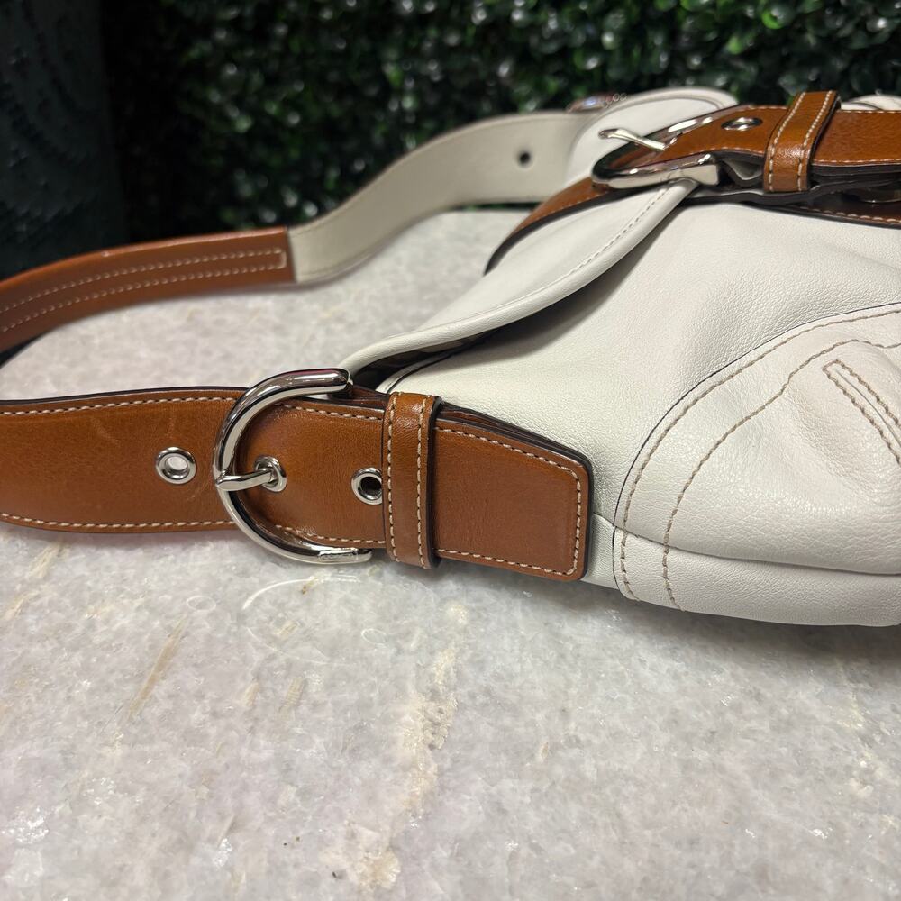 Coach SoHo Shoulder Bag white brown leather vintage y2k - Picture 9 of 15